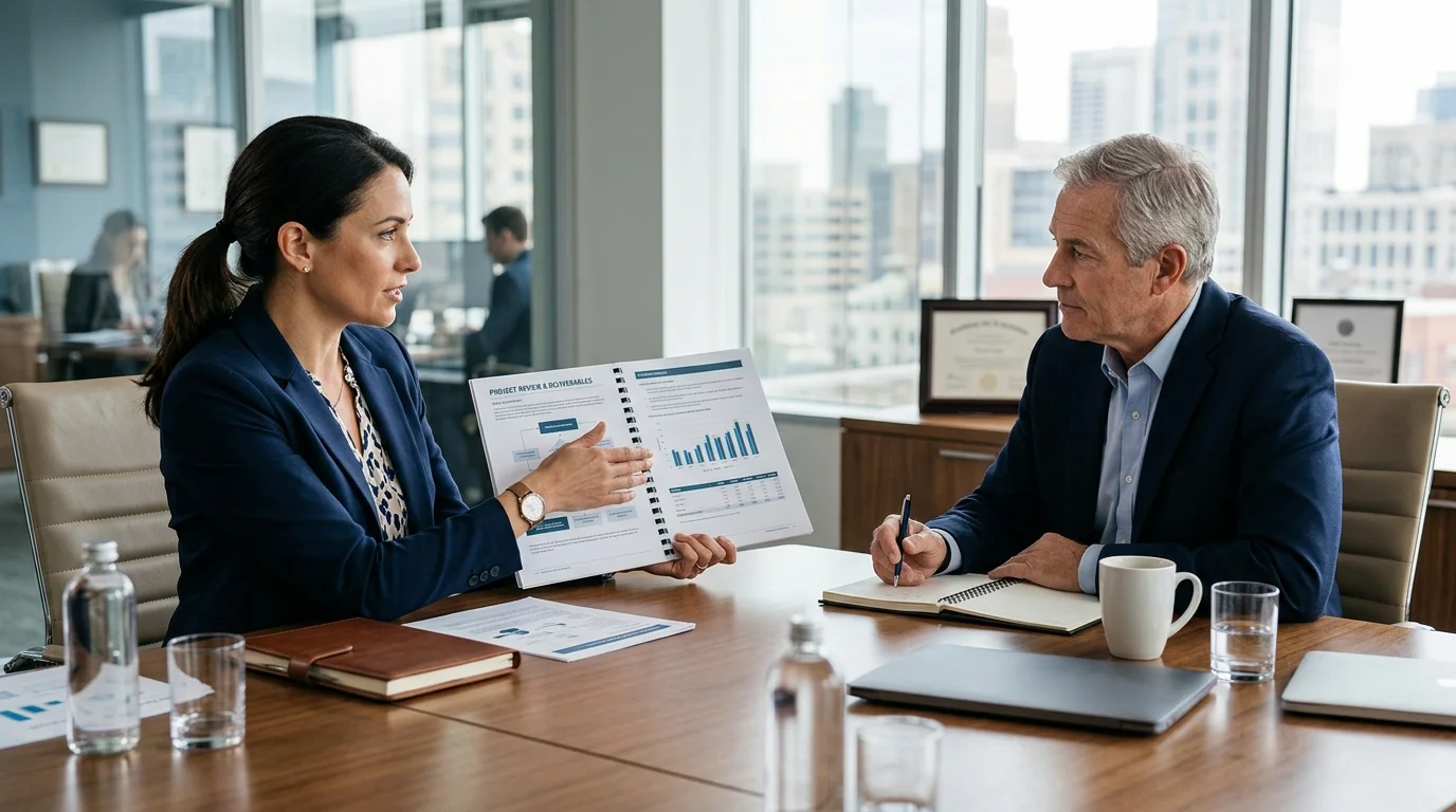 Professional working on a laptop in a modern workspace
